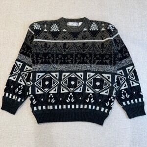 Vintage Michael Gerald Geometric Crewneck Sweater Medium Acrylic Fair Isle